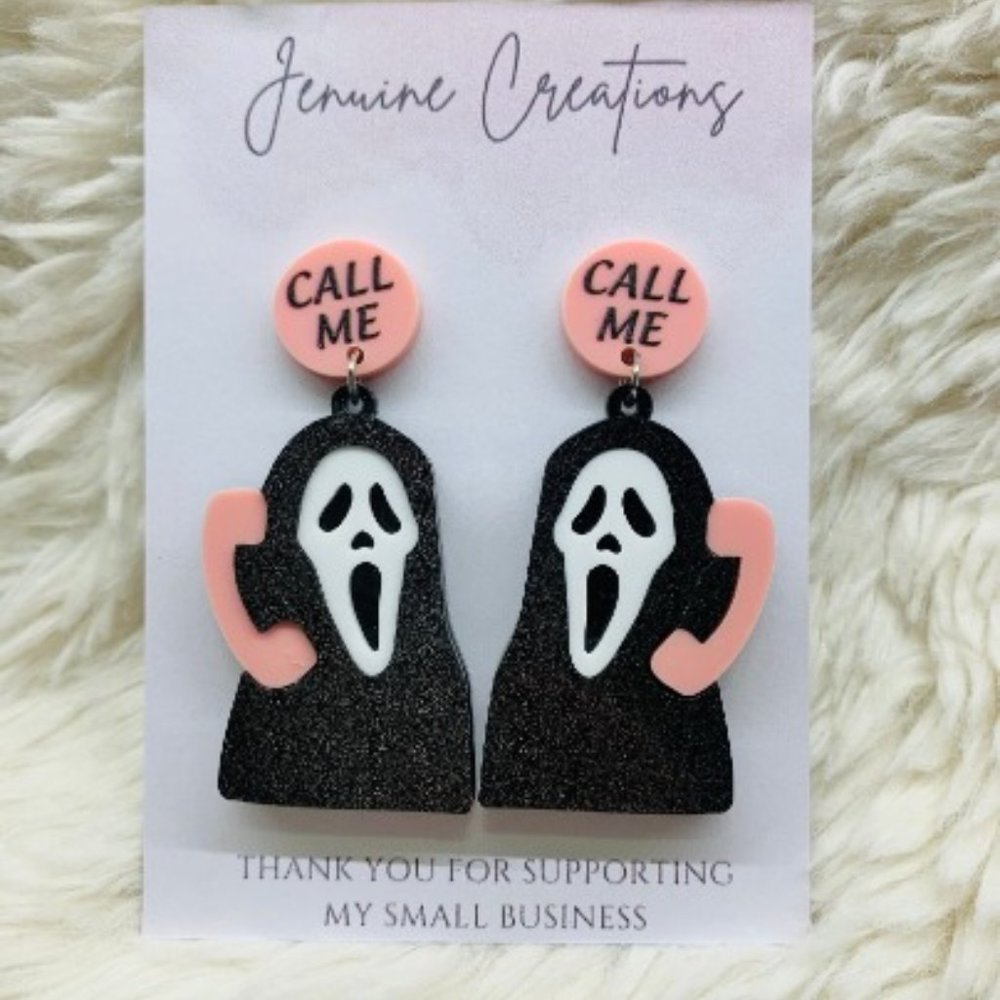 Ghost Face Earrings, Horror Movie, Valentine's Day Gift, Scream, Scary Movies